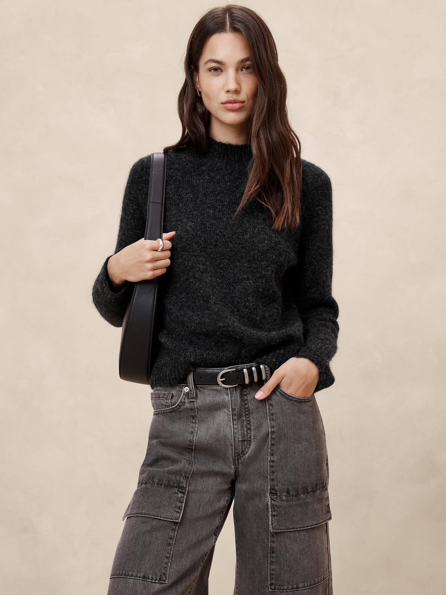 Fuzzy Mock-Neck Sweater Product Image