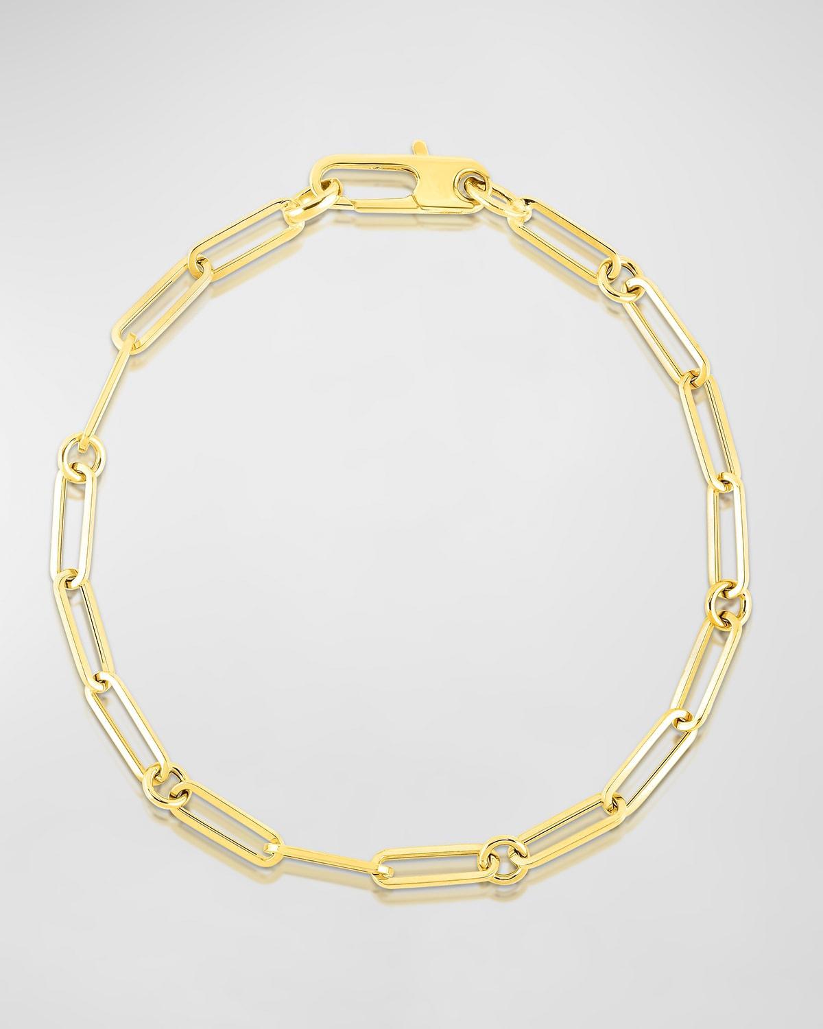 Womens 18K Yellow Gold Polished & Fluted Paper Clip Chain Bracelet Product Image