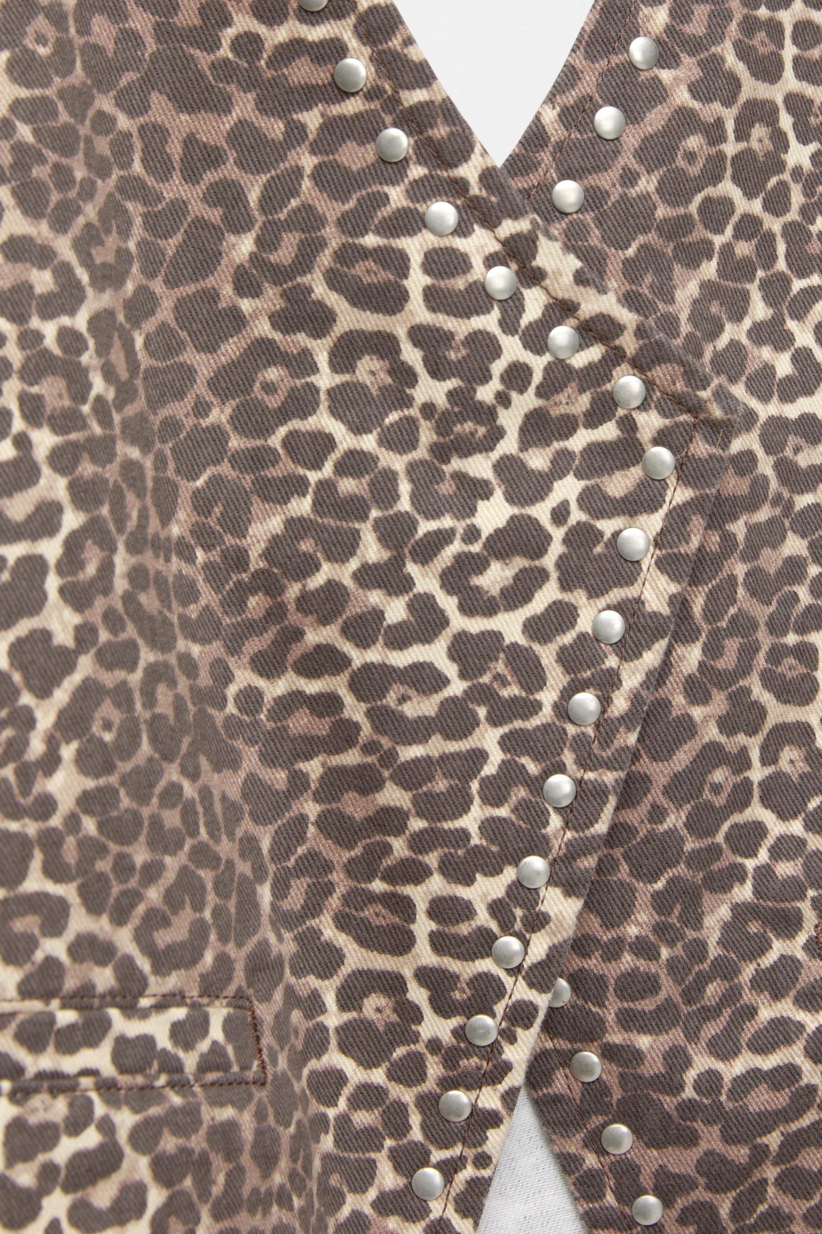 Studded leopard print halter top Product Image