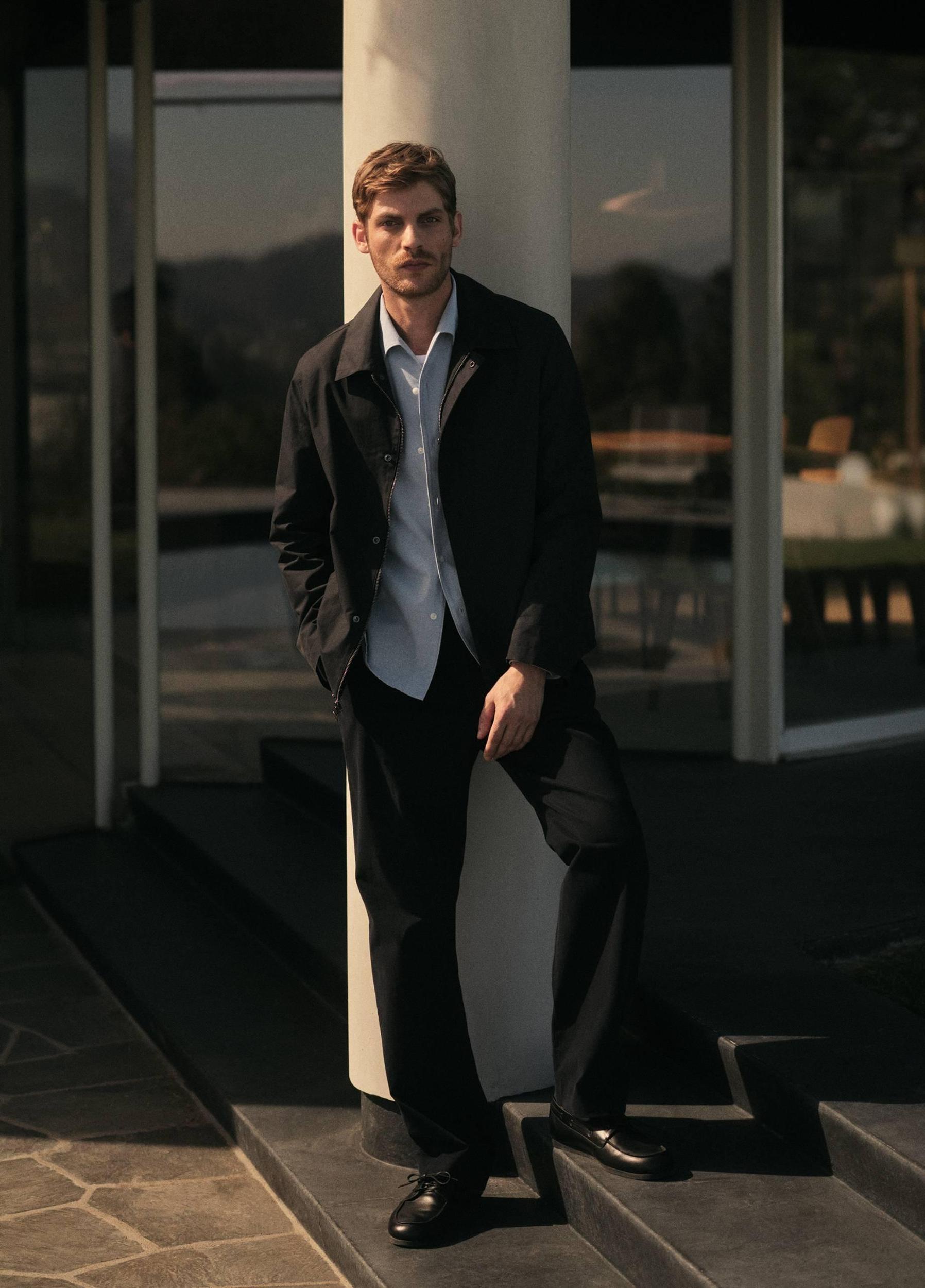 Peached Cotton-Blend Convertible-Collar Jacket Product Image