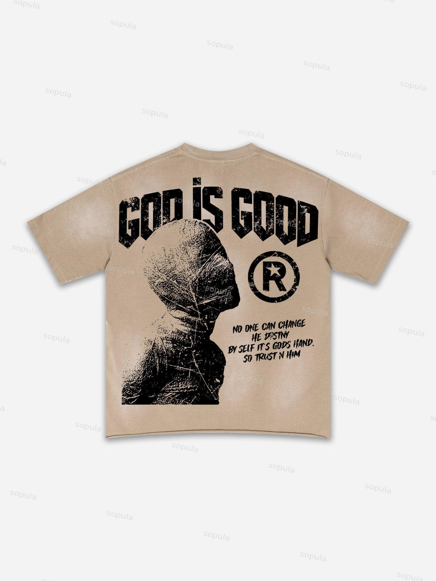 Authentic Abstract Portrait Print Washed T-shirt Product Image