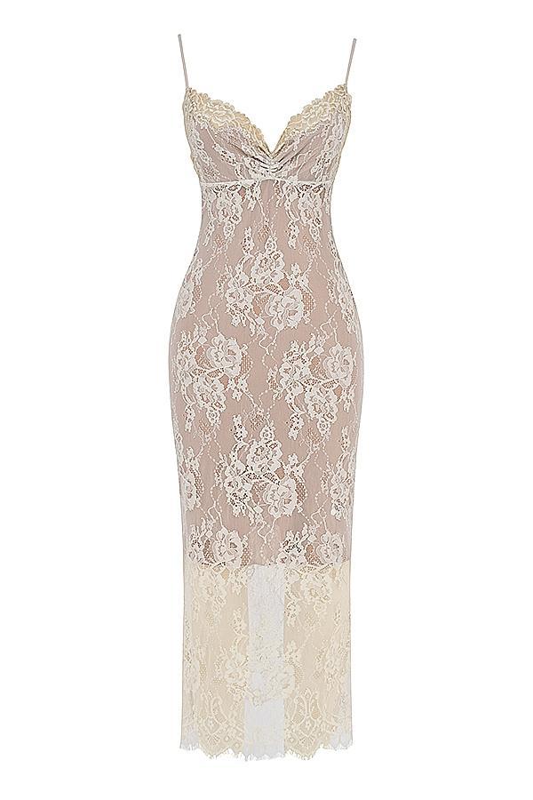 Serelle Antique Ivory Lace Midi Dress Product Image