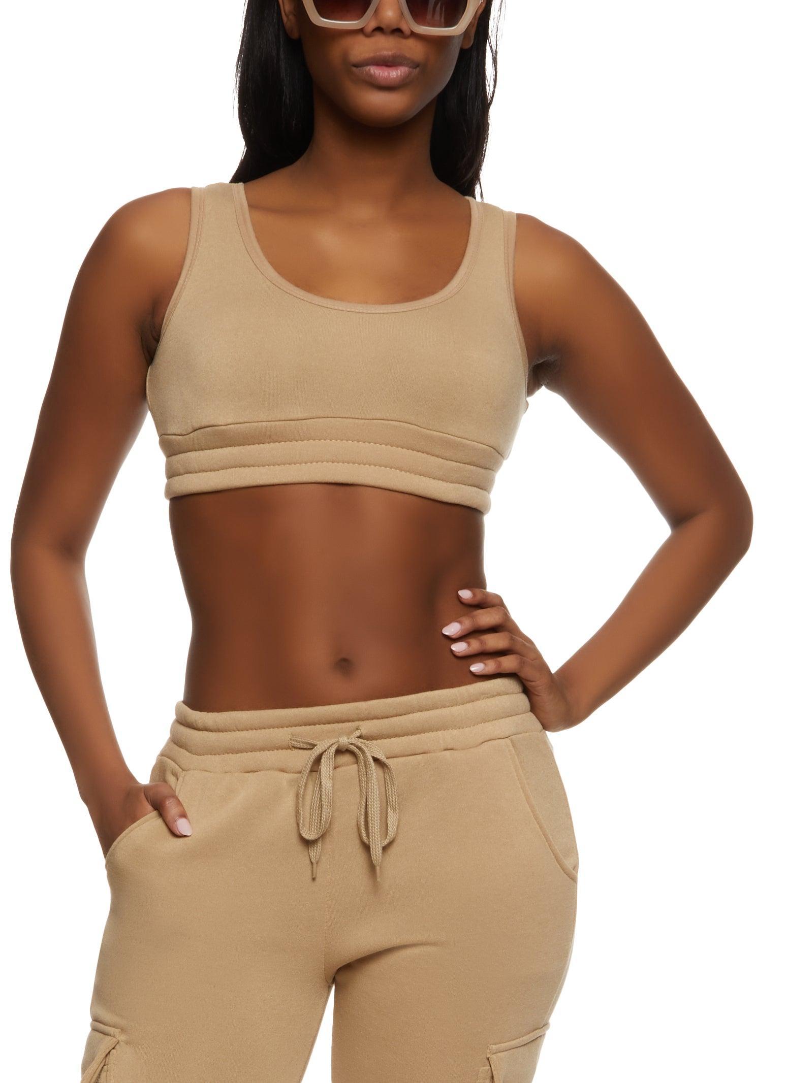 Womens Fleece Scoop Neck Cropped Tank Top Product Image