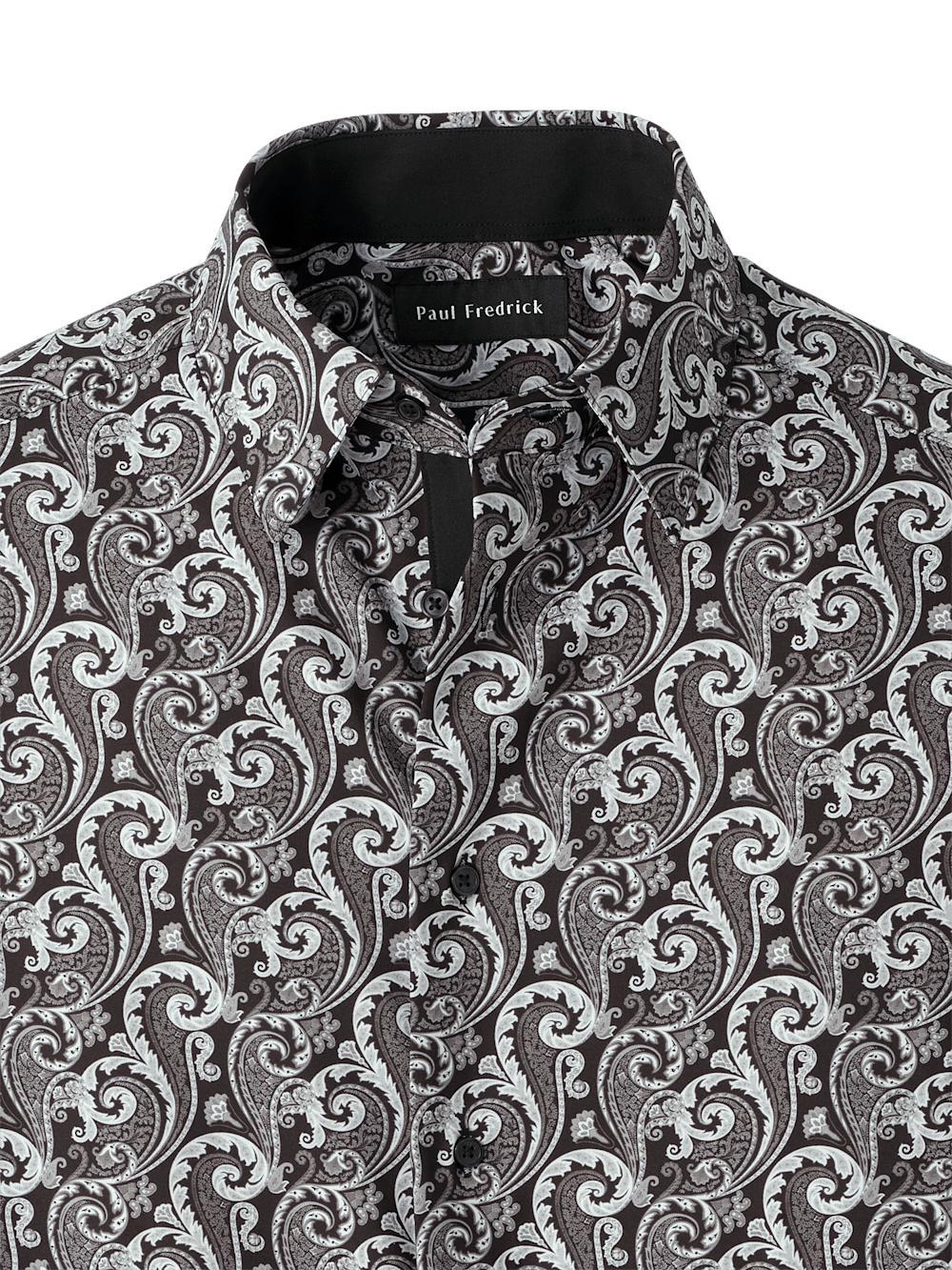 Performance Stretch Paisley Casual Shirt - Black/grey Product Image