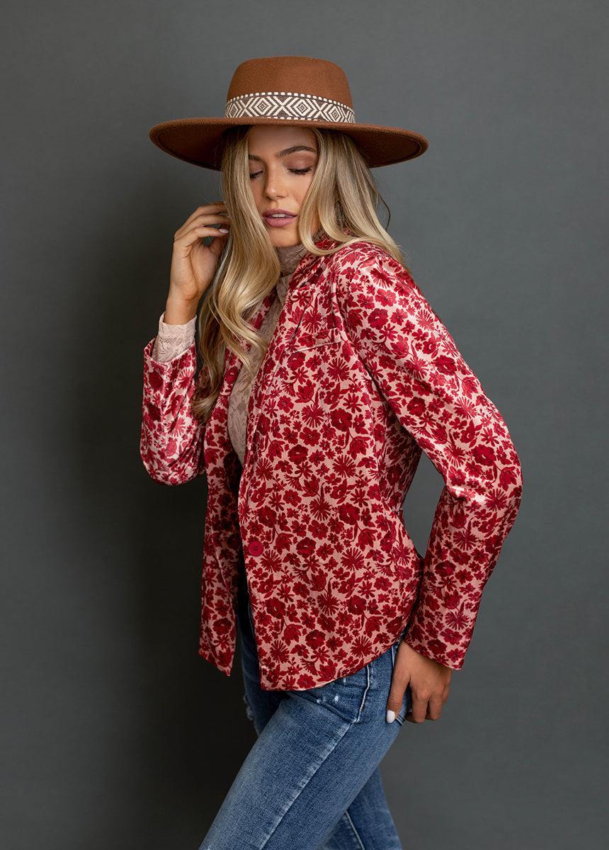 Louve Blazer in Red Floral Female Product Image