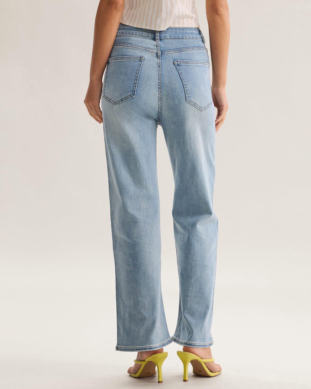 Blue Straight Sparkly Jeans Product Image