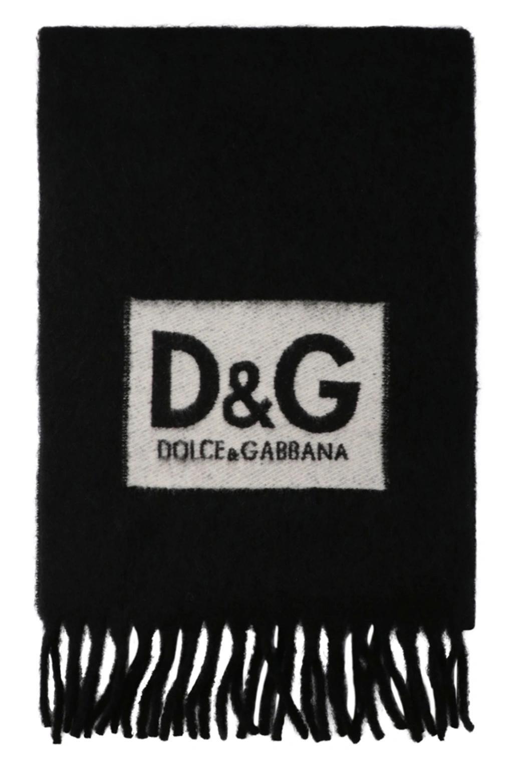 Wool Blend Scarf With Logo Intarsia In Nero Product Image