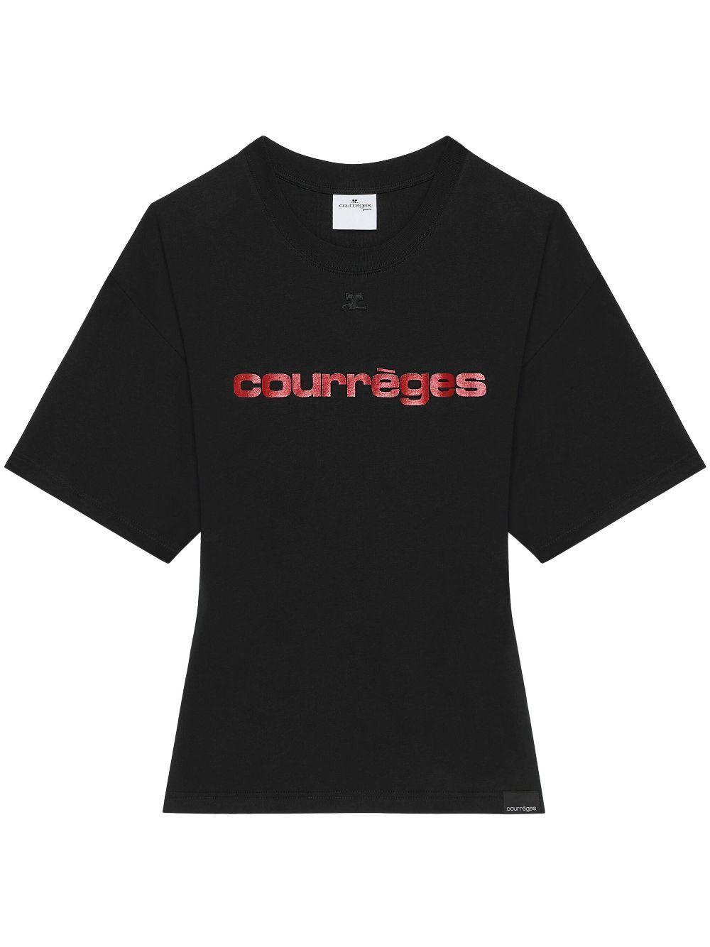 COURRÈGES Logo-print T-shirt In Black Product Image