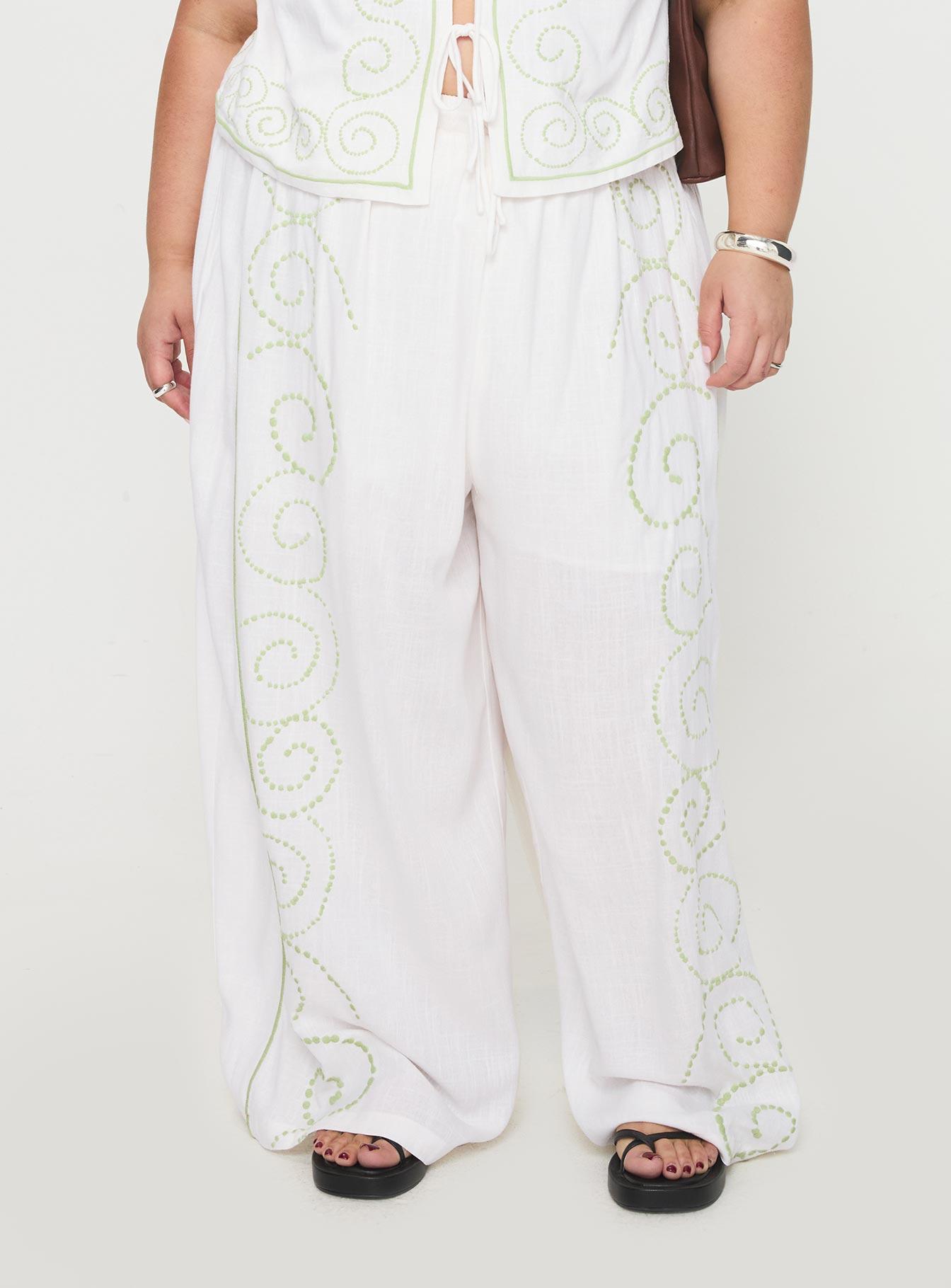 Kindred Pants White / Green Curve Product Image