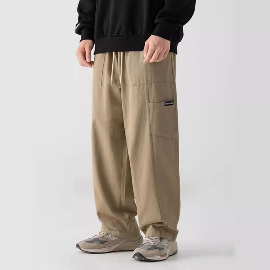 Mid Rise Plain Straight Leg Pants Product Image