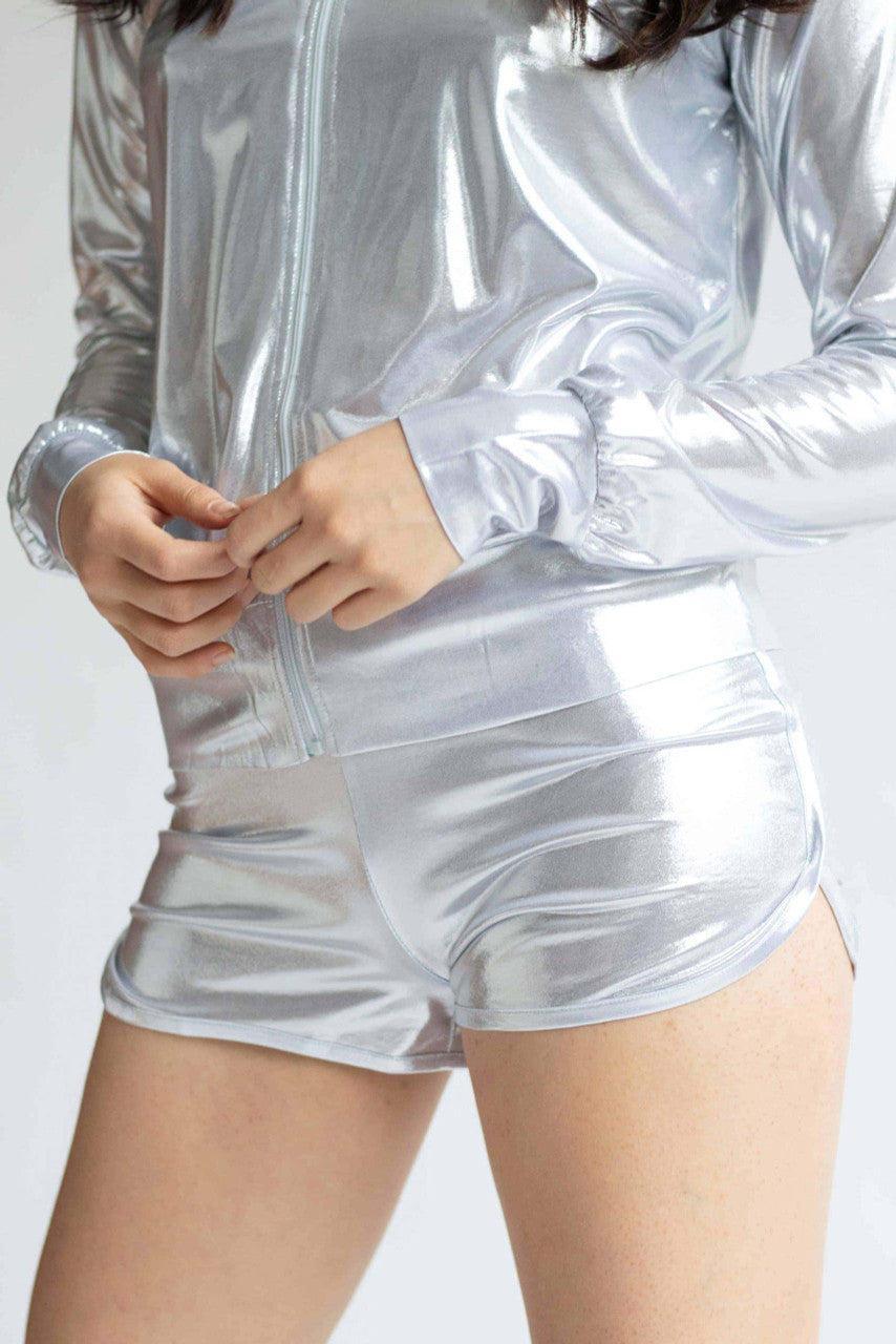 Silver Metallic Dolphin Shorts Product Image