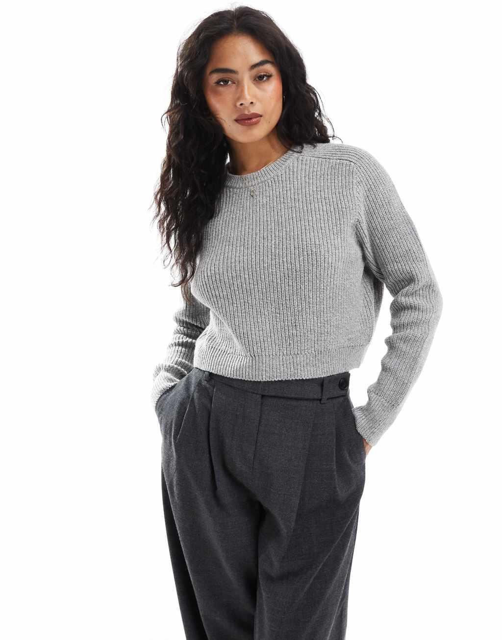 Cotton On crew neck sweater in gray heather Product Image