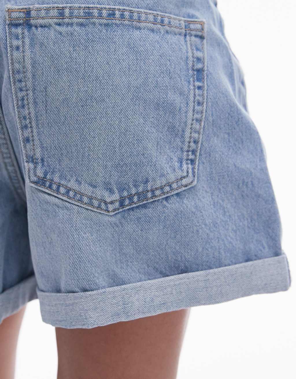 Topshop denim roll hem shorts in bleach Product Image