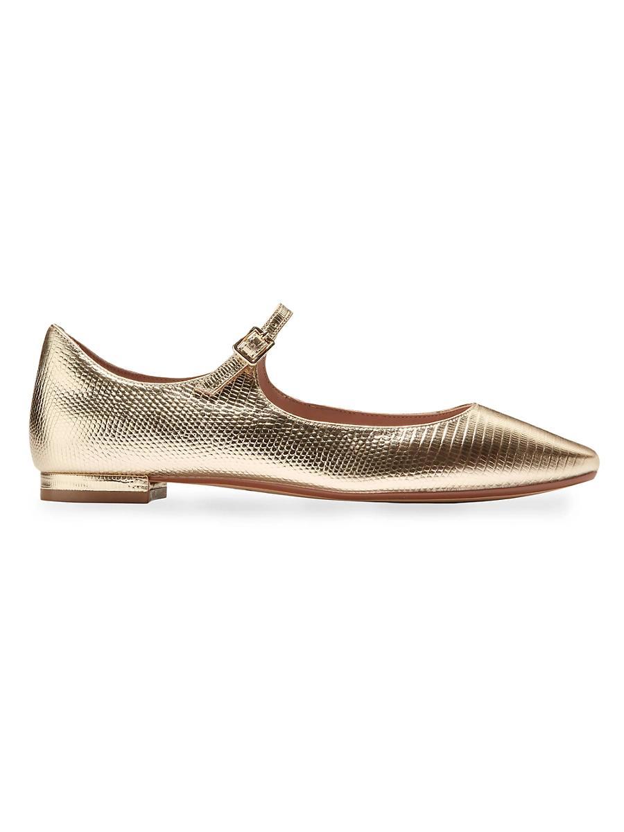 Womens Bridge Metallic Leather Mary Jane Ballet Flats Product Image