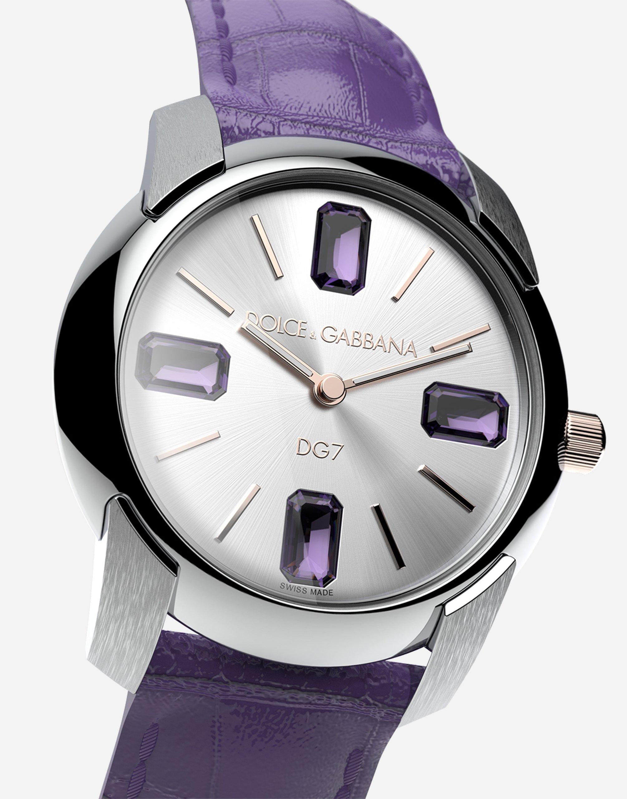 DOLCE & GABBANA Watch With Alligator Strap In Purple Product Image