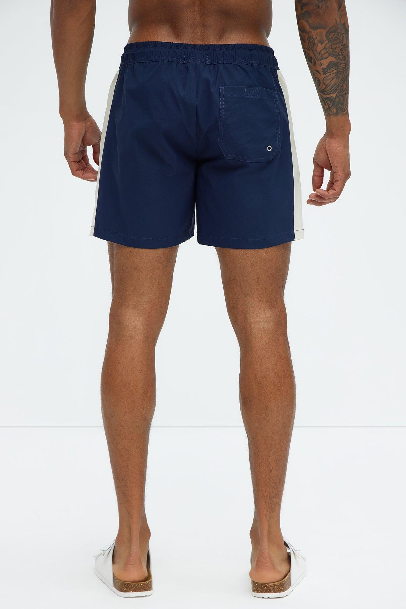 Contrast On The Side Swim Mid Trunk - Navy/combo Product Image
