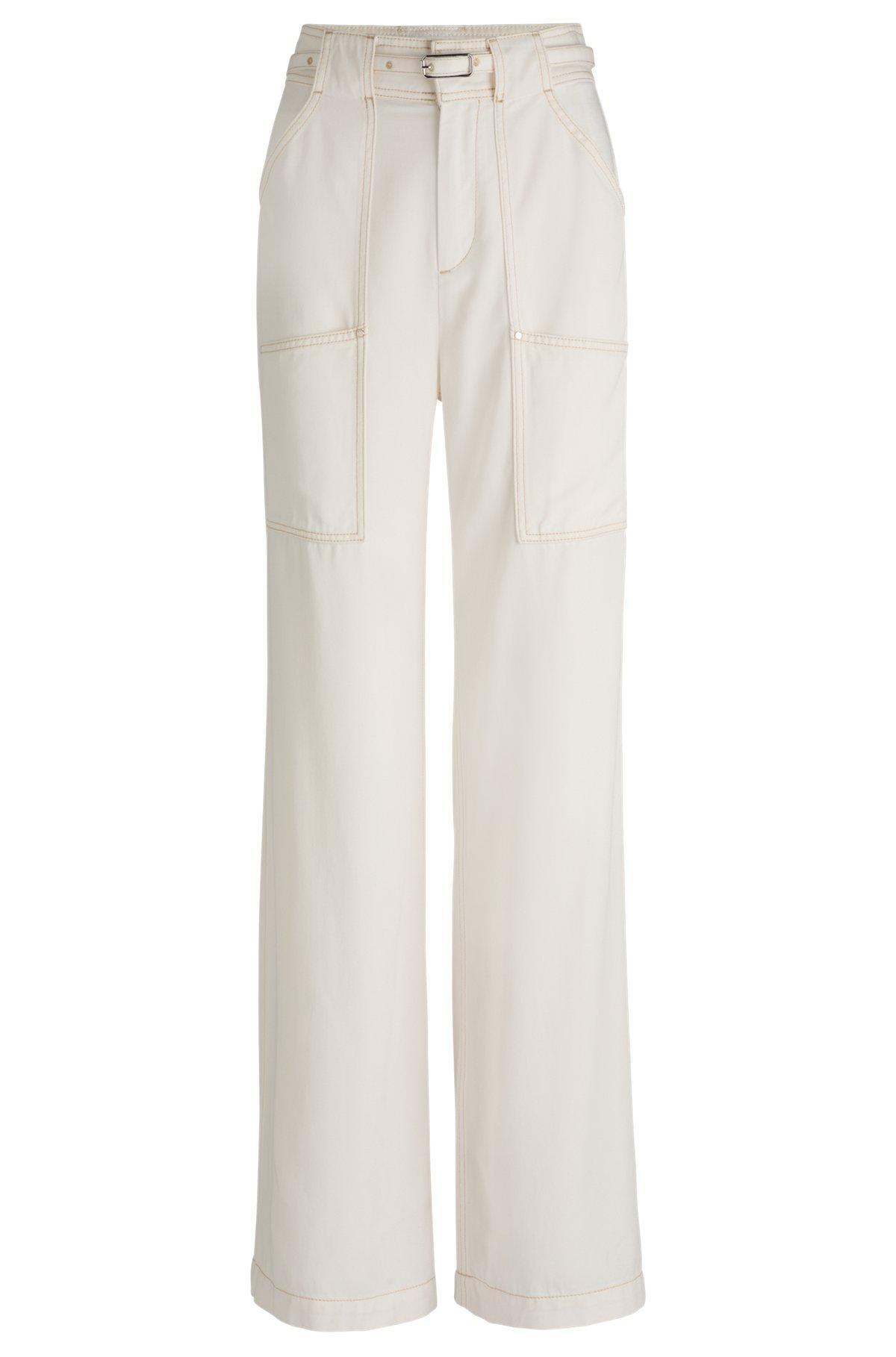 Wide-leg trousers with belt and pocket detailing Product Image