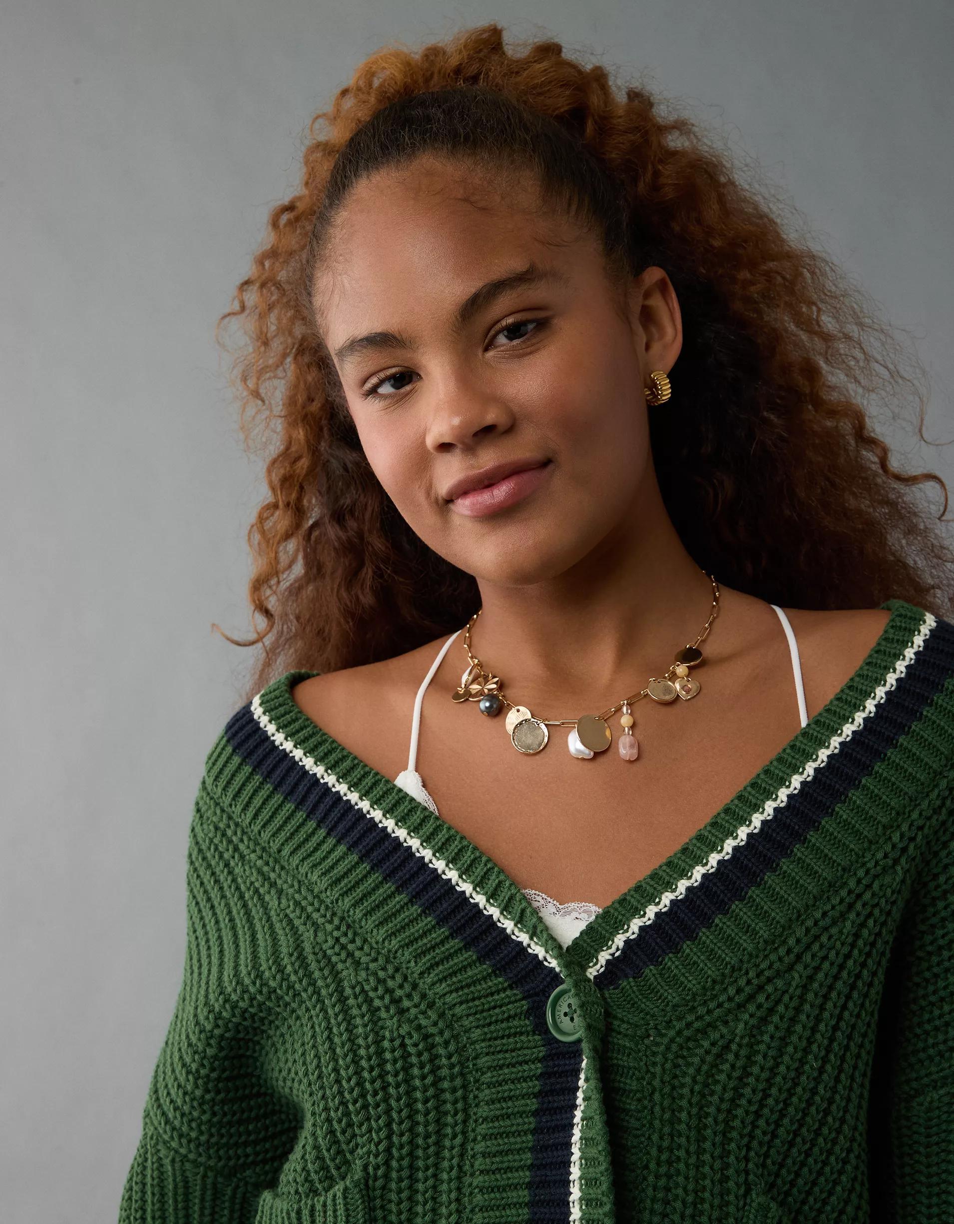 AE Tipped Button-Up Cardigan Product Image