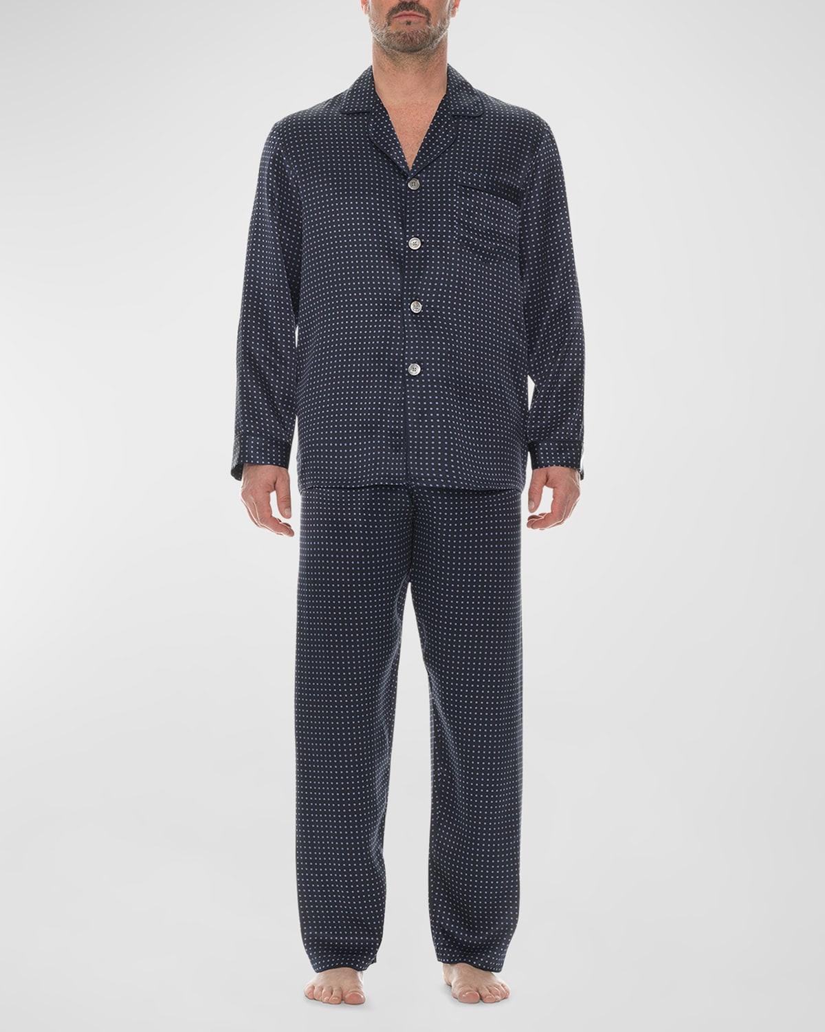 Mens Silk Dot Pajama Set Product Image