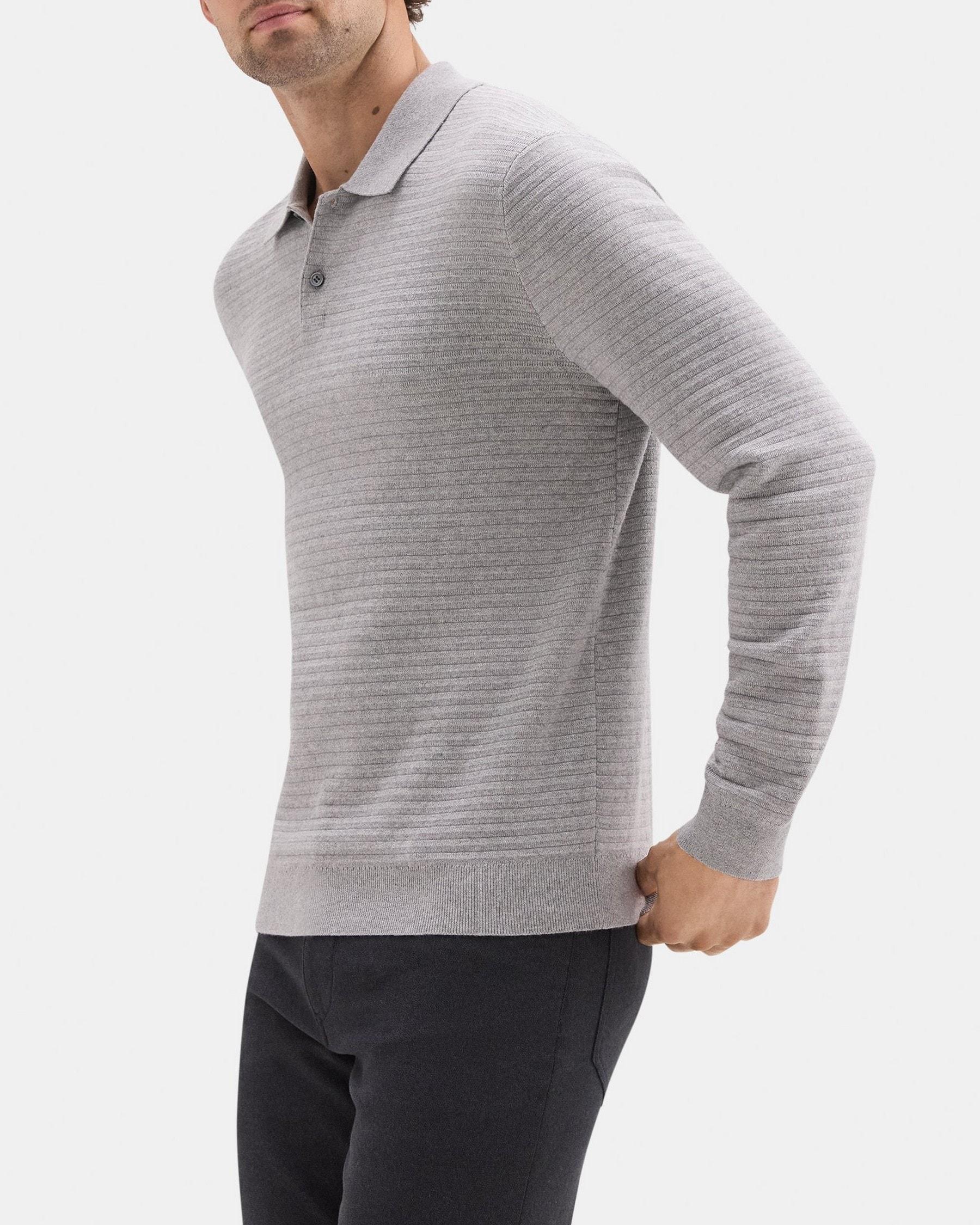 Long-Sleeve Polo Sweater in Cotton-Cashmere Product Image