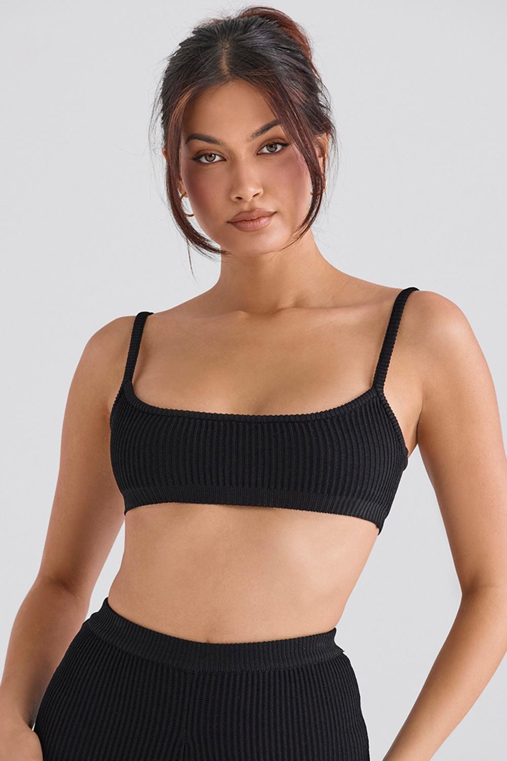 Mischa  black ribbed knit bralette - sale Product Image