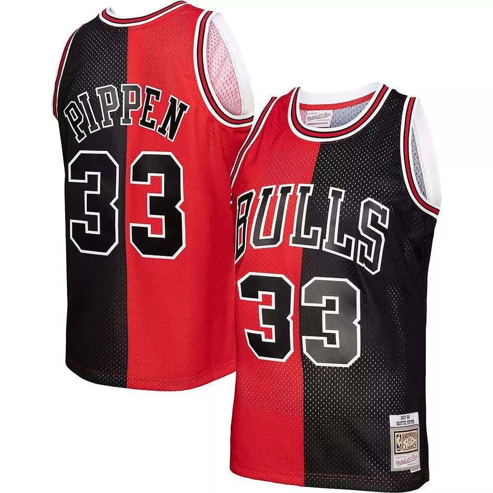 Men's Mitchell & Ness Scottie Pippen Red/Black Chicago Bulls Big & Tall Hardwood Classics 1997/98 Split Swingman Jersey,  Product Image