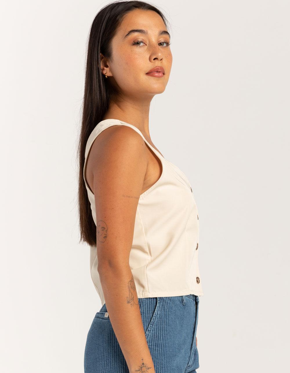 BRIXTON Polanco Womens Button Up Vest - OFF WHITE Product Image