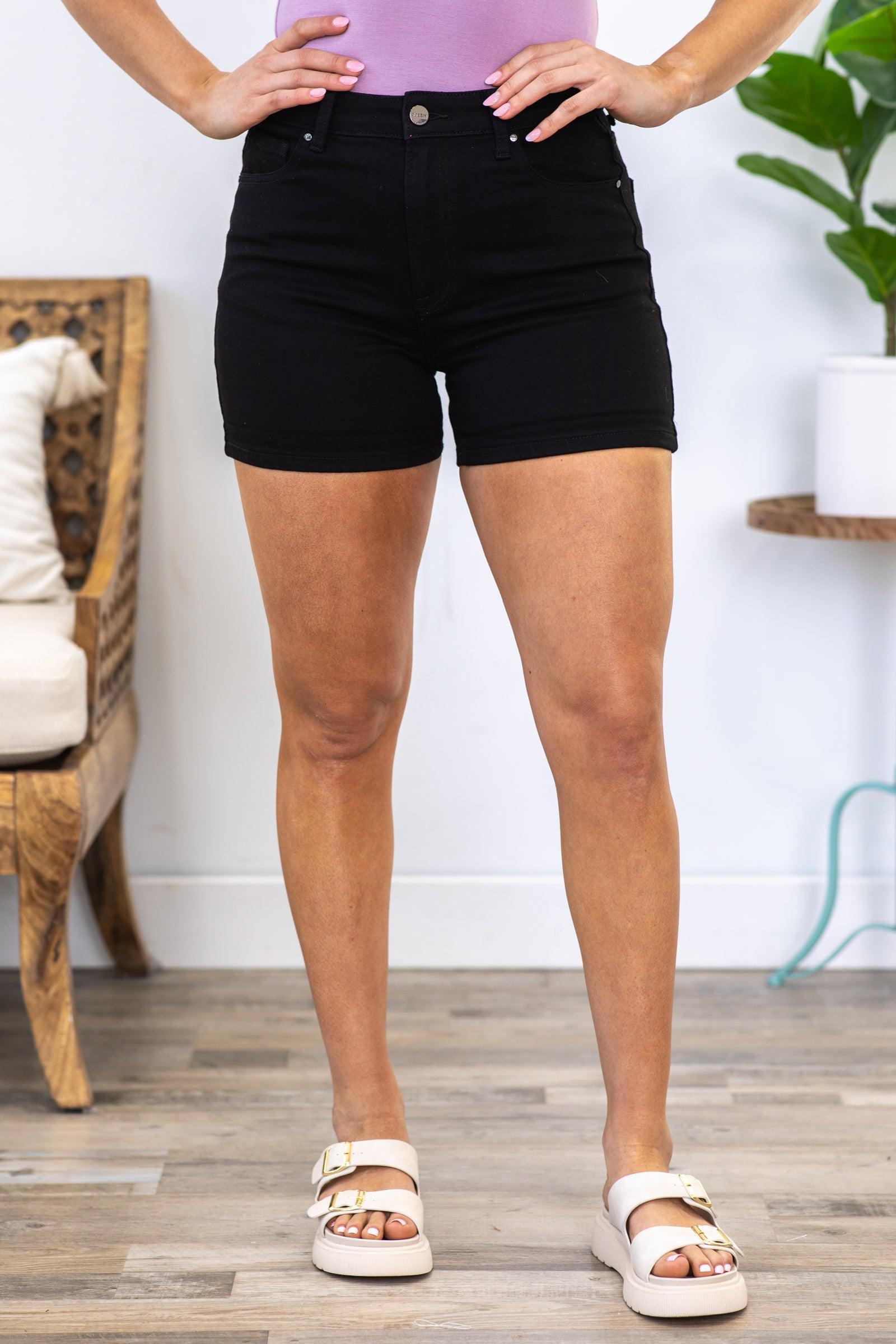 Risen Black High Rise Cuffed Shorts Product Image