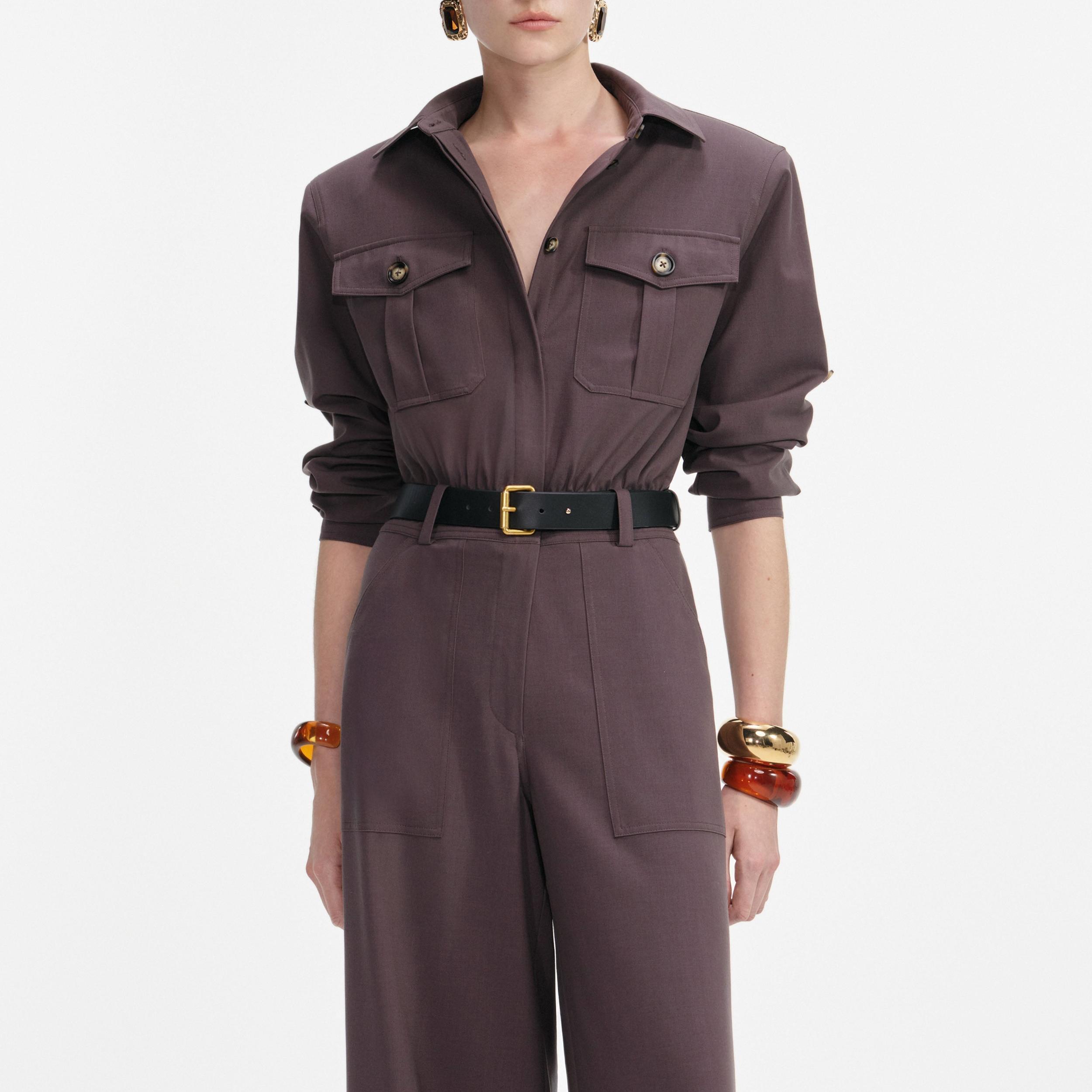 Brown Twill Jumpsuit Product Image