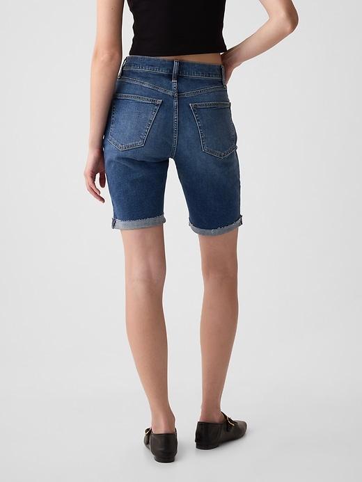 9" High Rise Denim Bermuda Shorts Product Image