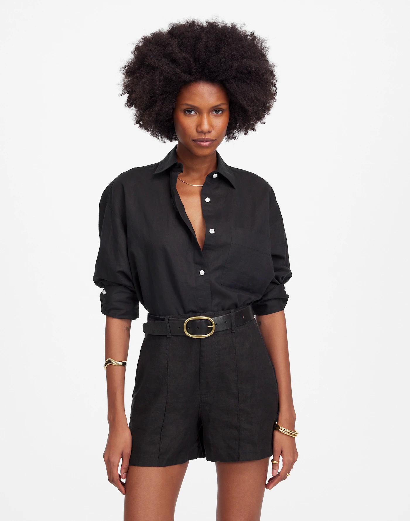 Pintucked Shorts in 100% Linen Product Image