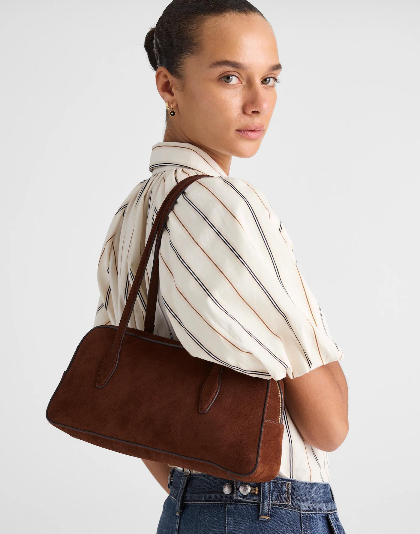 The Top-Zip Shoulder Bag in Suede Product Image
