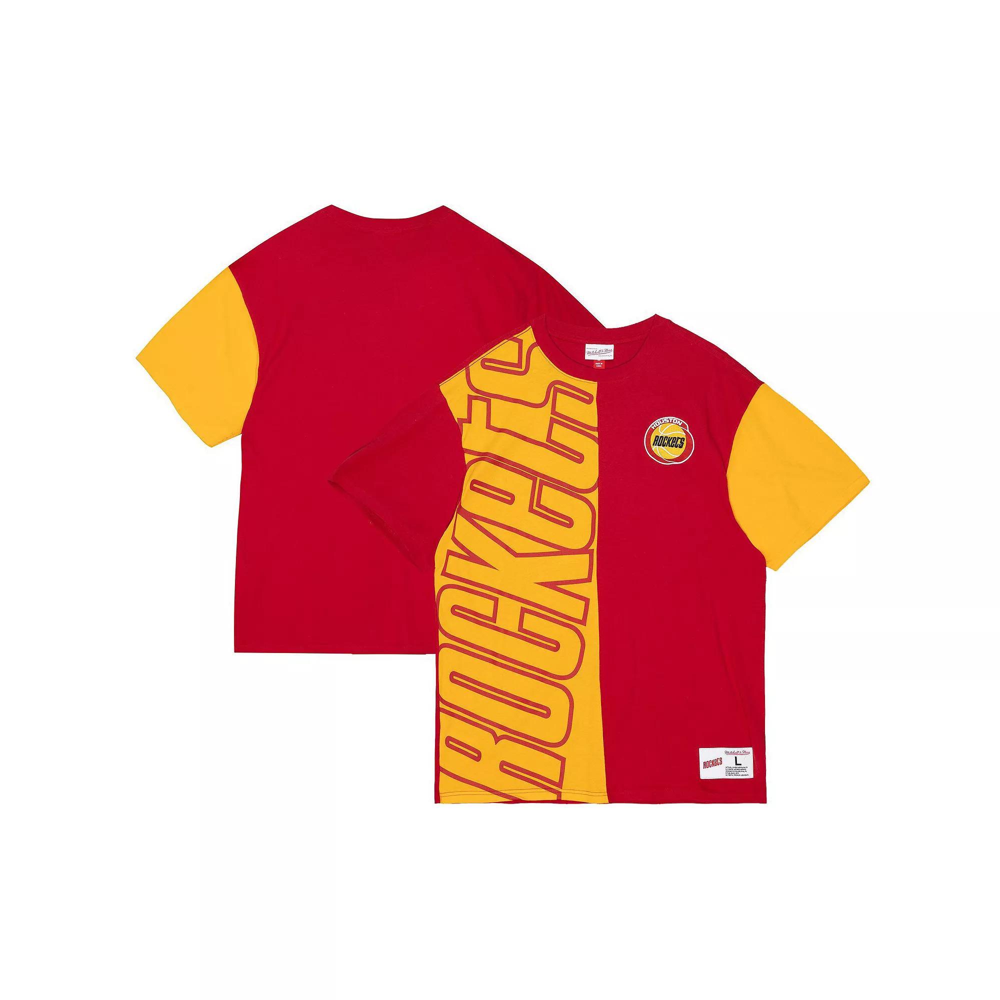 Men's Mitchell & Ness  Red/Gold Houston Rockets Play By Play 2.0 T-Shirt, Size: 2XL Product Image
