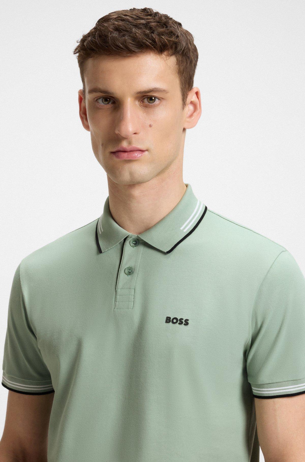 Stretch-cotton slim-fit polo shirt with branding Product Image
