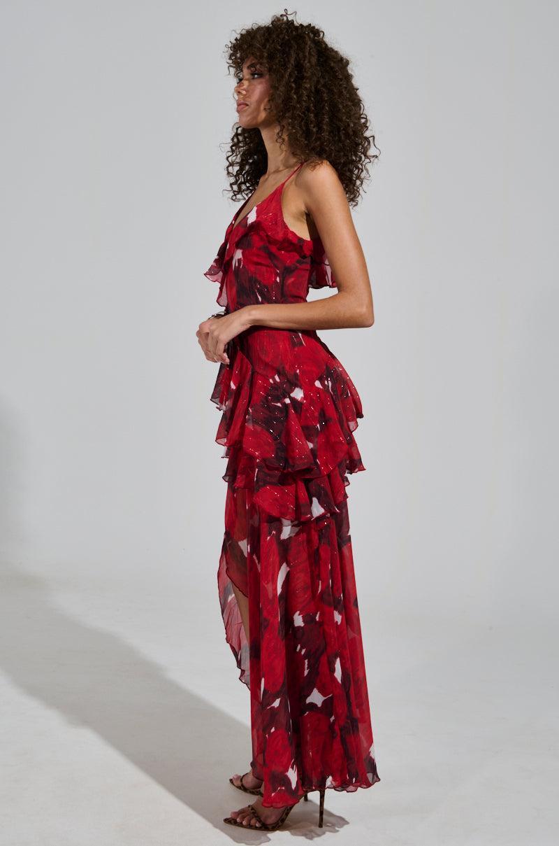 MAEVE PRINTED RUFFLE MAXI DRESS Product Image