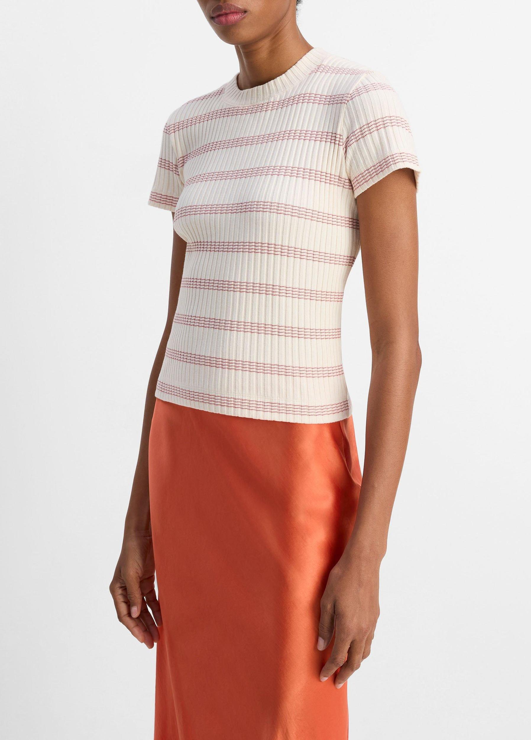 Striped Ribbed Cotton-Blend Top Product Image