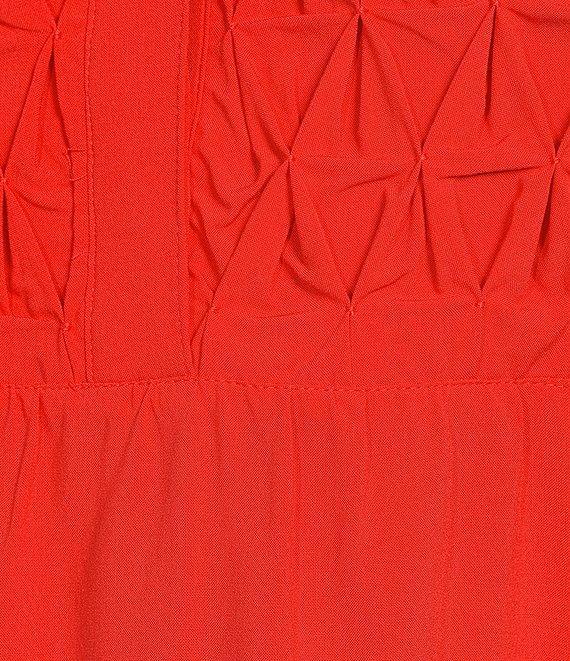 John Mark Plus Size Embroidered Split-Neck 3/4 Ruffle Flounce Sleeve Tunic Product Image