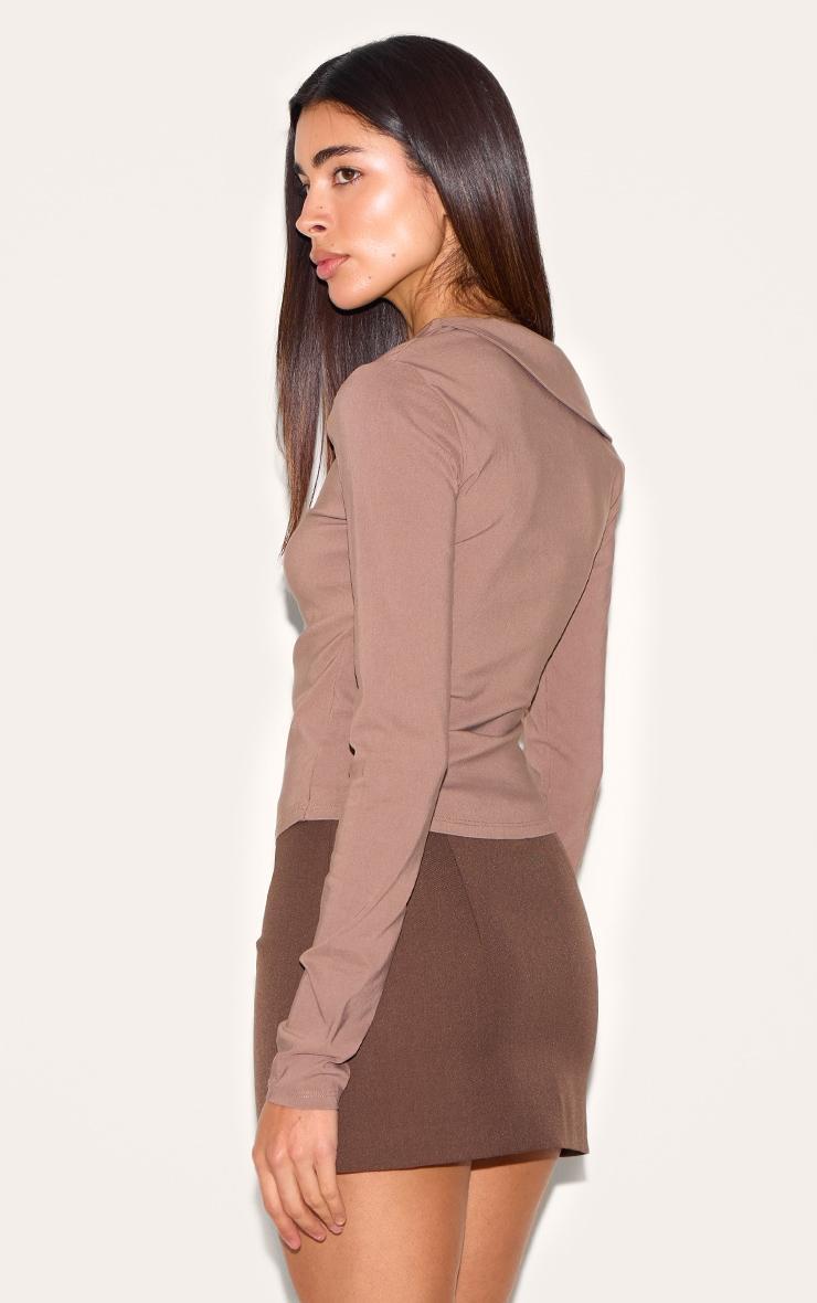 Mushroom Bengaline Asymmetric Ruched Long Top Product Image