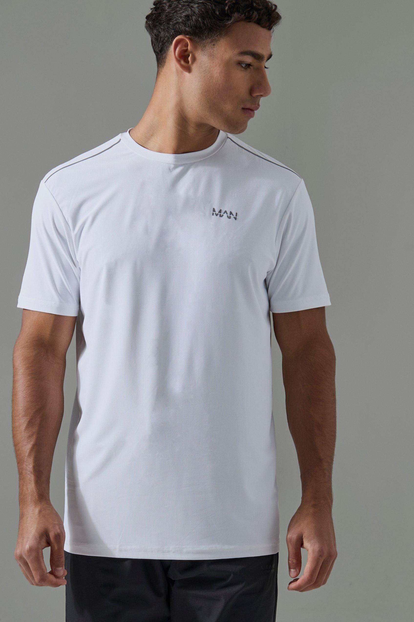 Mens Man Active Grid Regular Fit Performance T-shirt - White Product Image