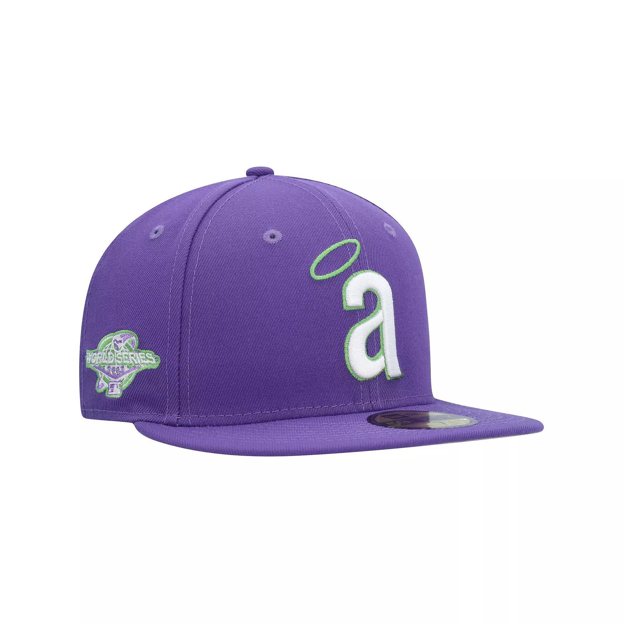 Men's New Era Purple California Angels Cooperstown Collection Lime Side Patch 59FIFTY Fitted Hat,  Product Image