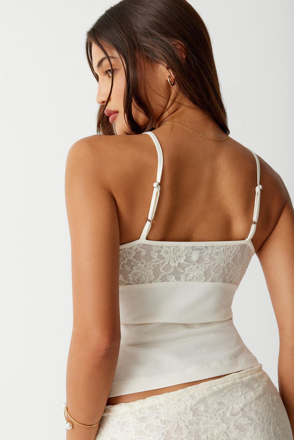 Dream Lace Tank - Porcelain Product Image