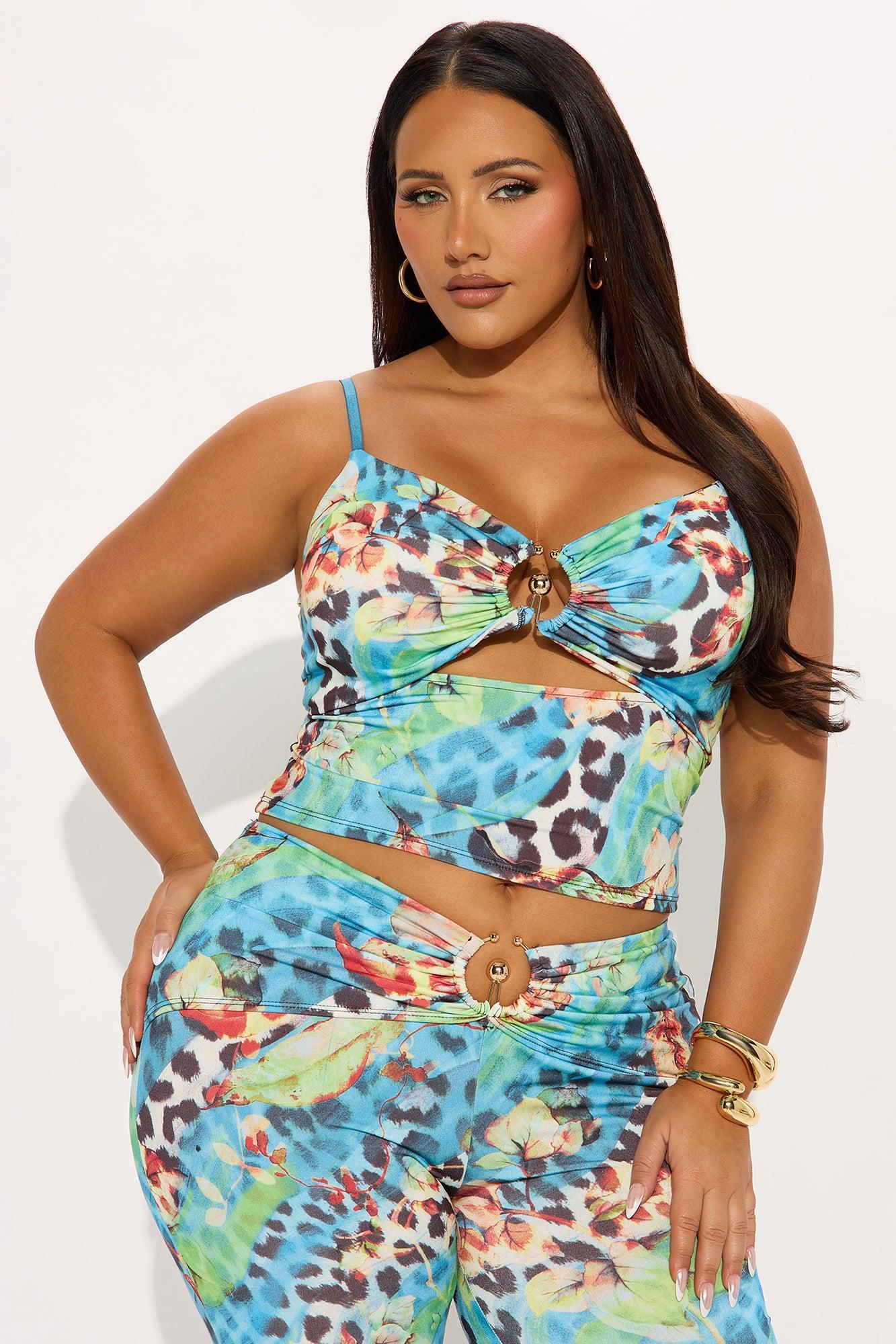 My Happy Place Pant Set - Blue/combo Product Image