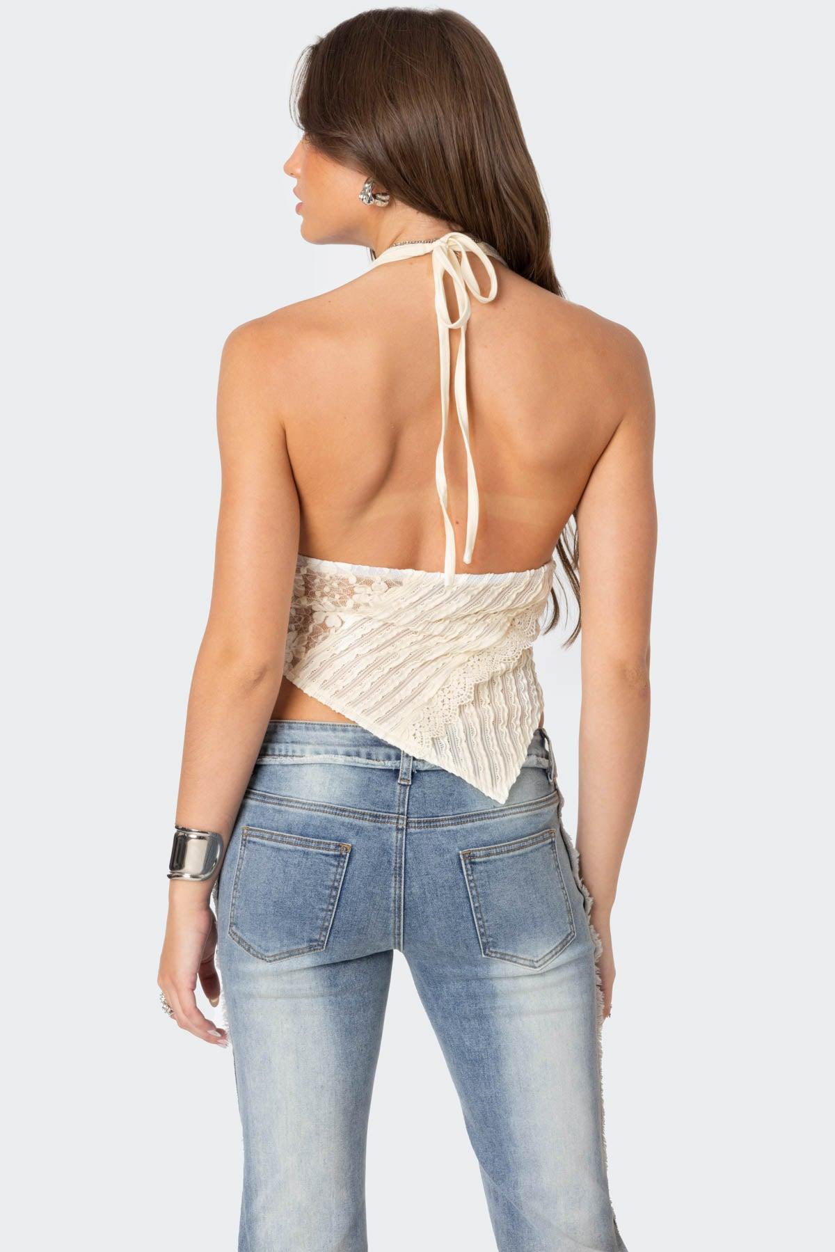 Quinta Lacey Asymmetric Halter Top Product Image