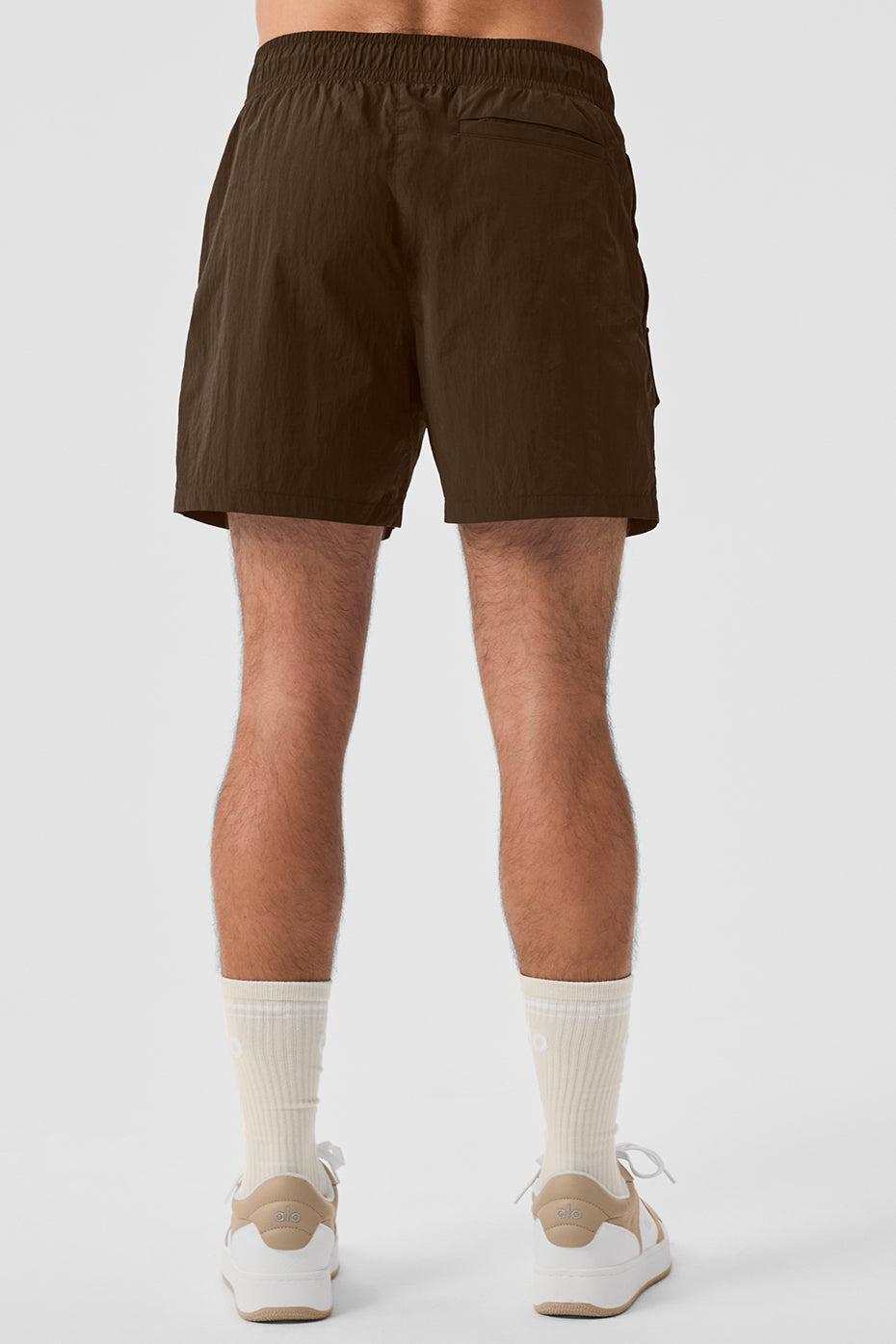 7" Crinkle Nylon Excursion Cargo Short - Espresso Product Image
