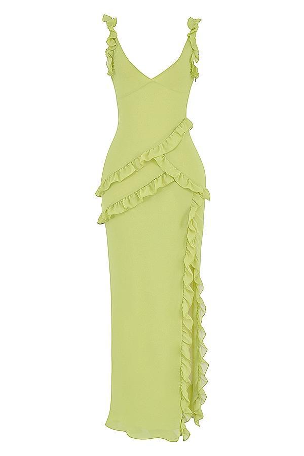 Pixie  lime ruffle maxi dress Product Image
