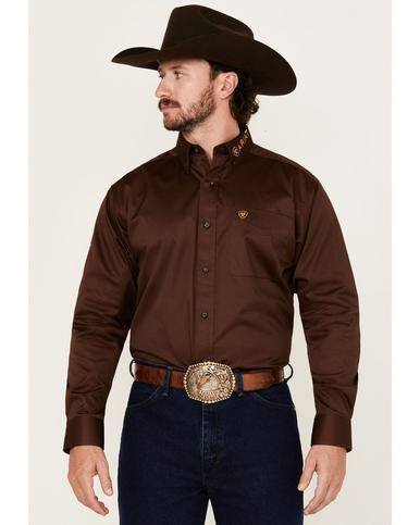 Ariat® Men's L/S Brown Team Logo Button Shirt Product Image