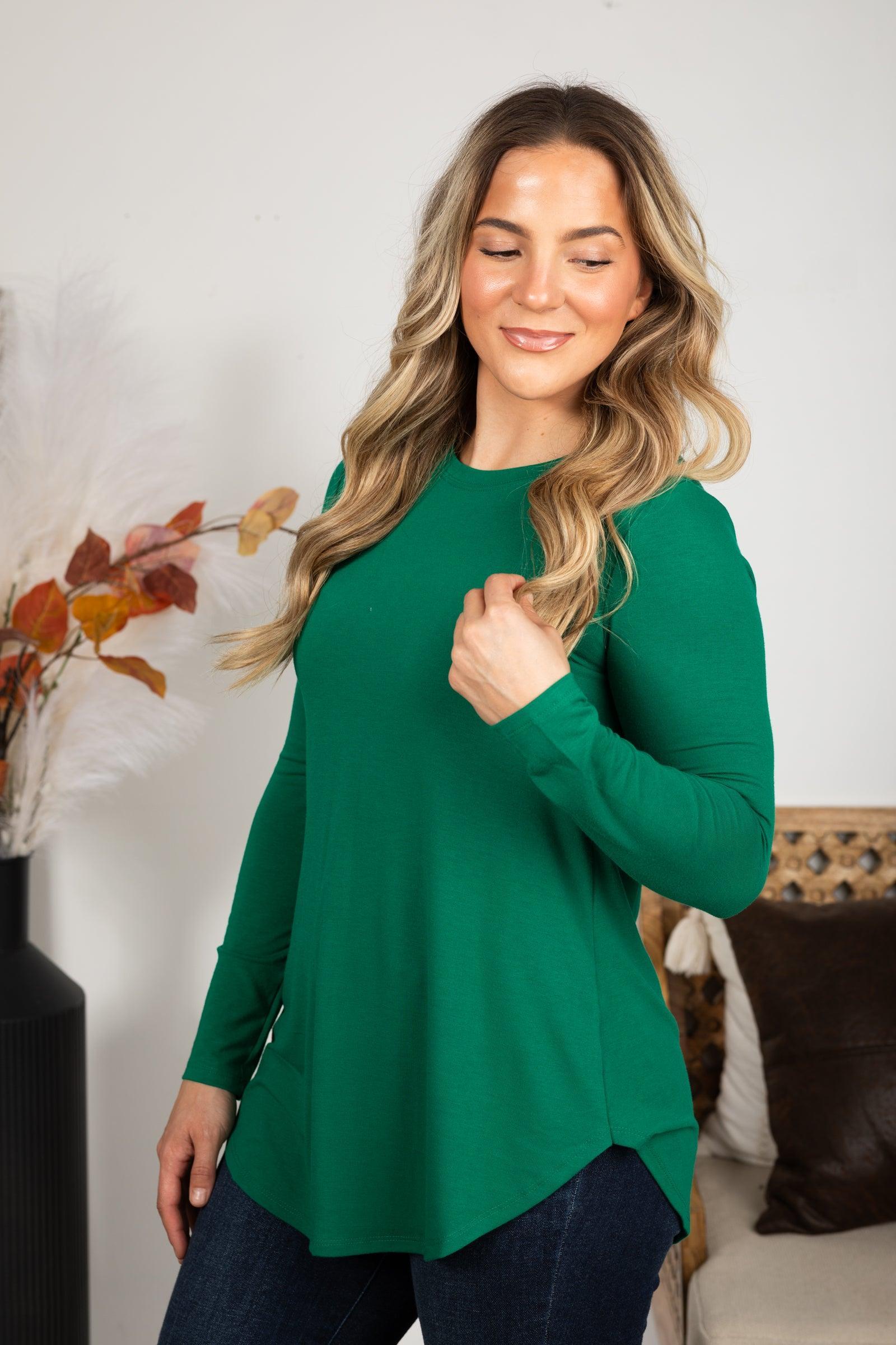 Basic Round Hem Knit Long Sleeve Top Product Image