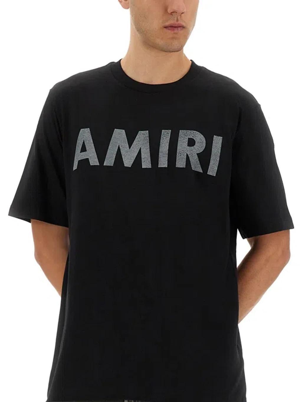 AMIRI Black Cotton T-shirt With Bold Logo Statement Product Image