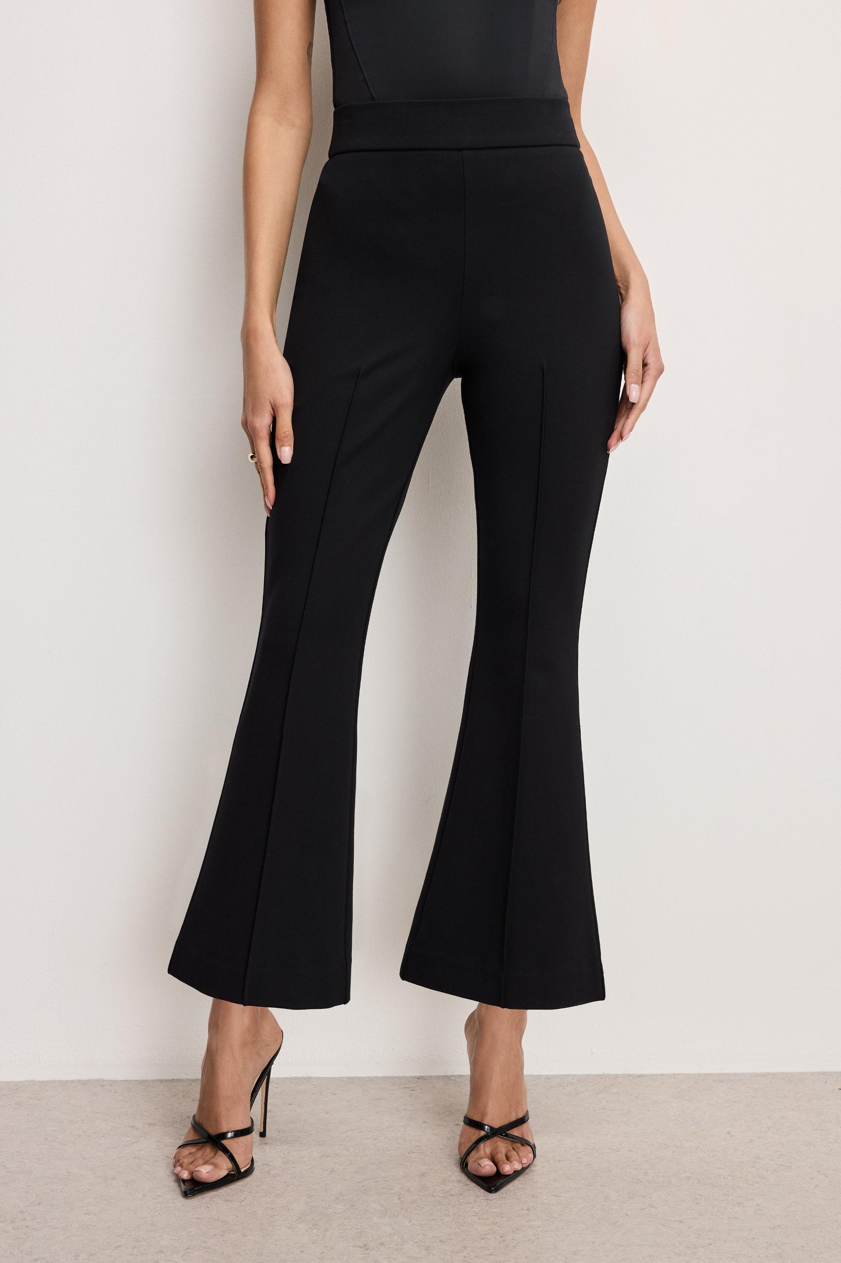 SOFT STRETCH PONTE KICK FLARE PANTS | BLACK001 Product Image