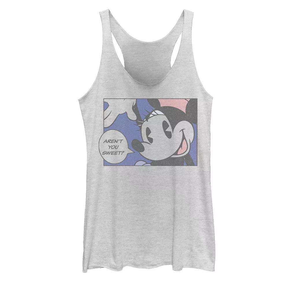 Disney's Mickey & Friends Minnie Mouse Aren't You Sweet Comic Juniors' Racerback Graphic Tank Top, Girl's, Size: Small, White Grey Product Image